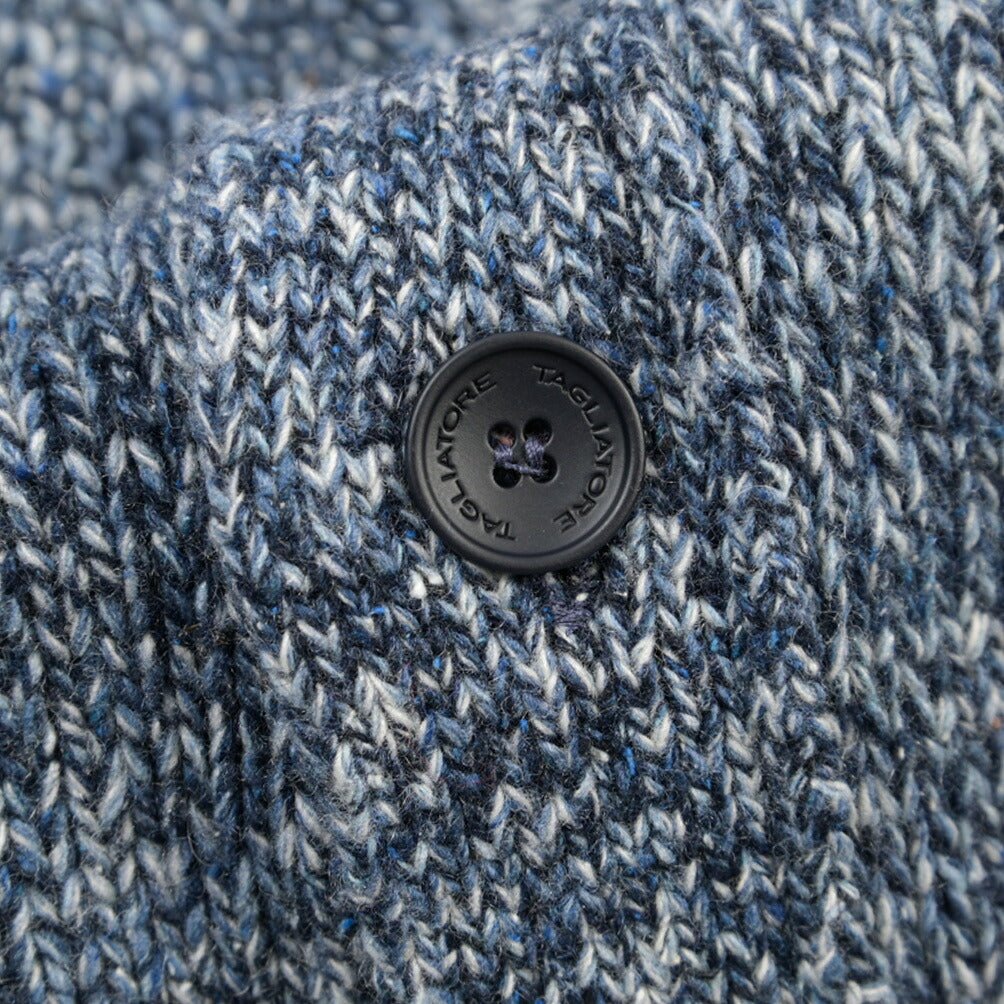 26-27AW TAGLIATORE “STOTEN” シルク混ウール ローゲージメランジニットカーディガン ブルー 48 | GUARDAROBA MILANO OFFICIAL STORE