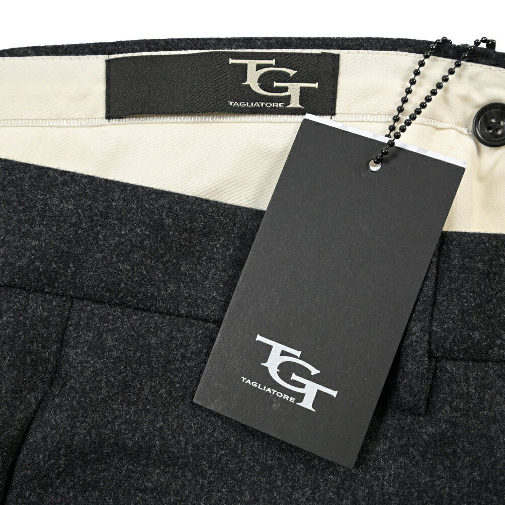 26-27AW TAGLIATORE SUPER 100's ヴァージンウール ノータックワイドスラックス / P-NAT04 TGT ダークグレー 48 | GUARDAROBA MILANO OFFICIAL STORE