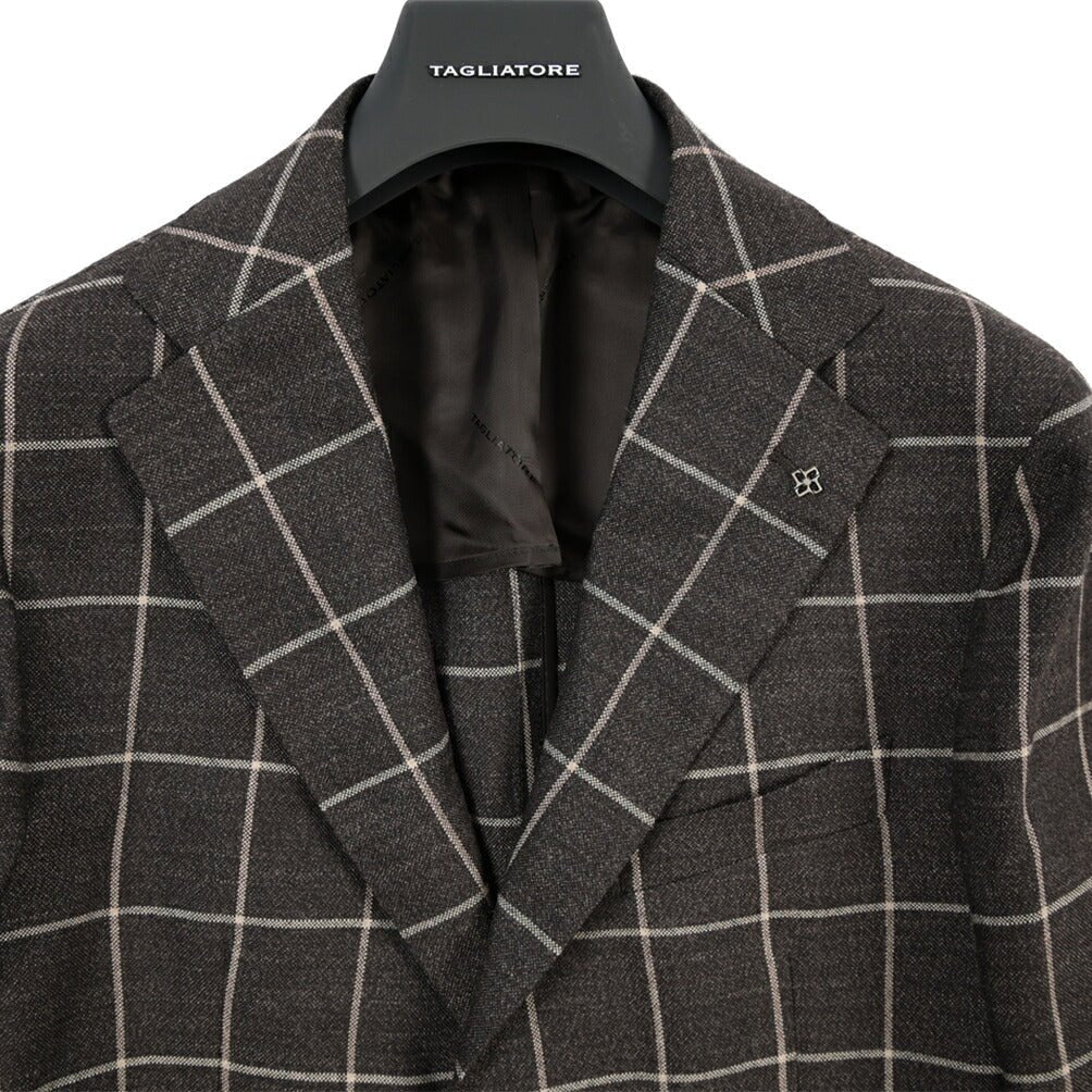 26-27AW TAGLIATORE “VESUVIO” ベビーアルパカ混 2Bシングルテーラードジャケット ブラウン 48 | GUARDAROBA MILANO OFFICIAL STORE