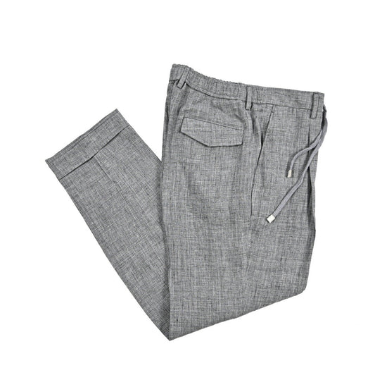 26SS BARBA リネン100% ドローコード付きワンタックパンツ｜435496｜GUARDAROBA MILANO OFFICIAL STORE