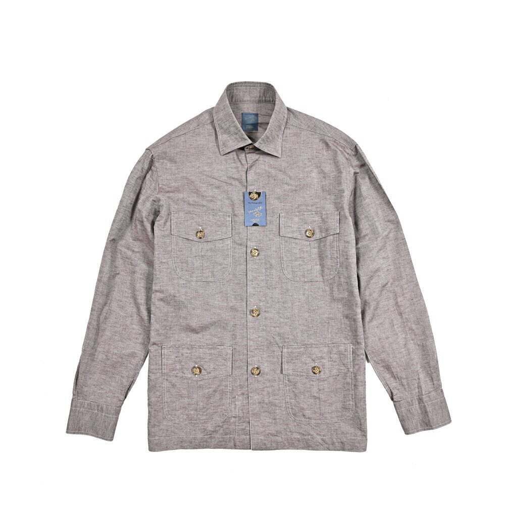 26SS BARBA リネン混コットン サファリシャツ シャツジャケット｜435493-48｜GUARDAROBA MILANO OFFICIAL STORE