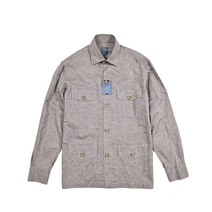26SS BARBA リネン混コットン サファリシャツ シャツジャケット｜435493-48｜GUARDAROBA MILANO OFFICIAL STORE