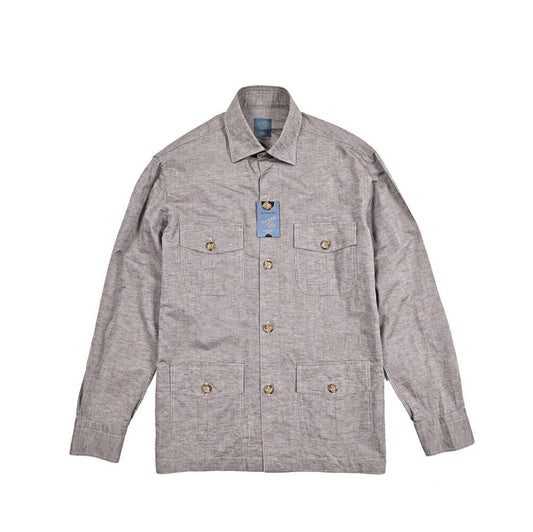 26SS BARBA リネン混コットン サファリシャツ シャツジャケット｜435493-48｜GUARDAROBA MILANO OFFICIAL STORE