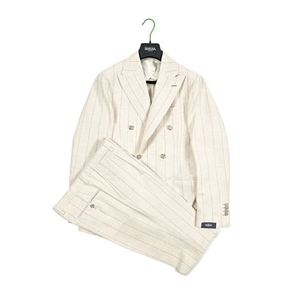 26SS BARBA ウール混コットン 6Bダブルブレストテーラードスーツ / MEN'S SUIT SDP｜435498-48｜GUARDAROBA MILANO OFFICIAL STORE