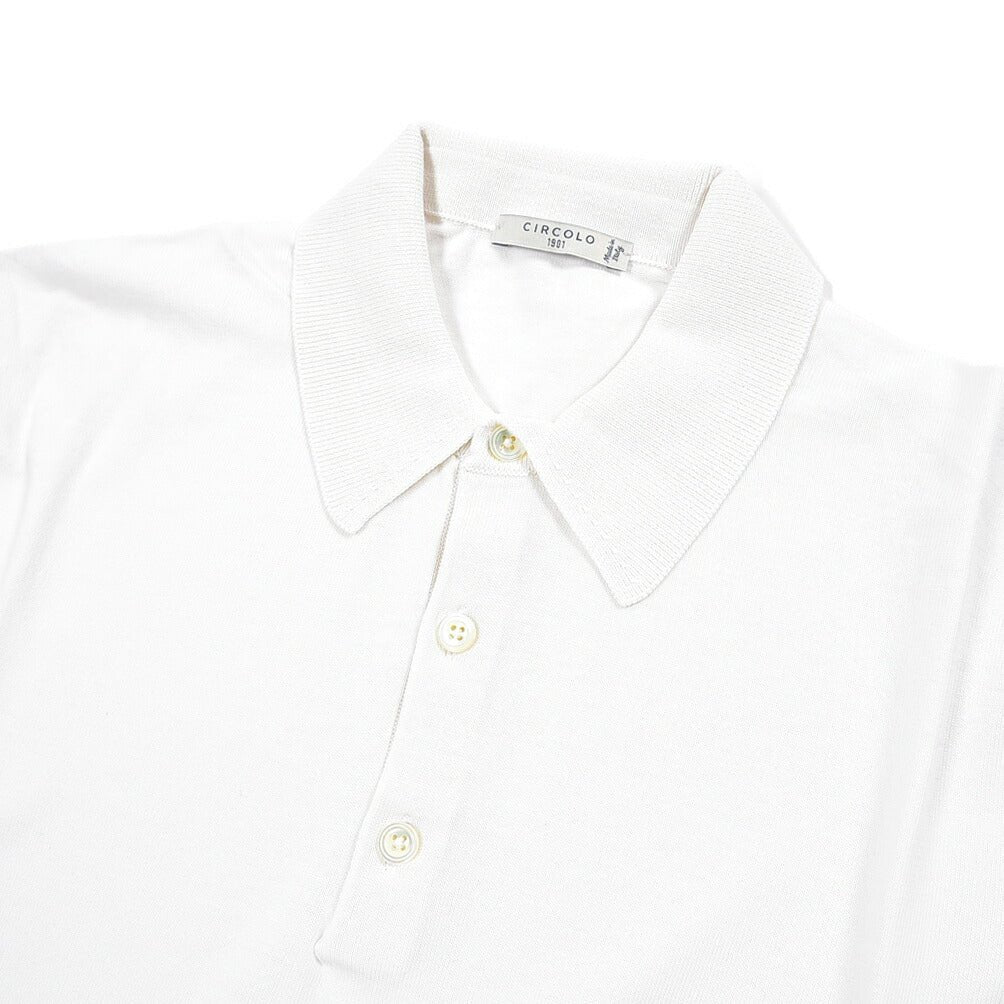 26SS CIRCOLO 1901 コットン100% 半袖ニットポロシャツ ホワイト(bianco) XS | GUARDAROBA MILANO OFFICIAL STORE