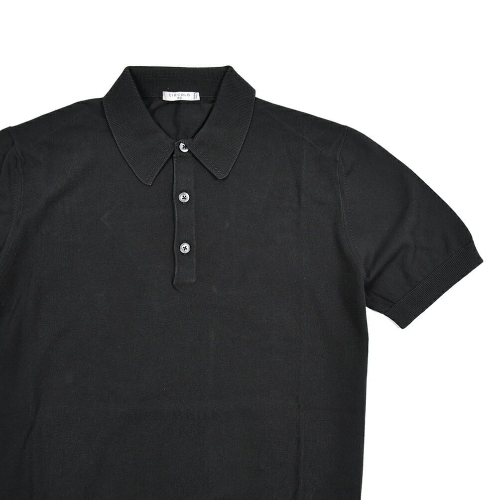 26SS CIRCOLO 1901 コットン100% 半袖ニットポロシャツ ブラック(nero) XS | GUARDAROBA MILANO OFFICIAL STORE