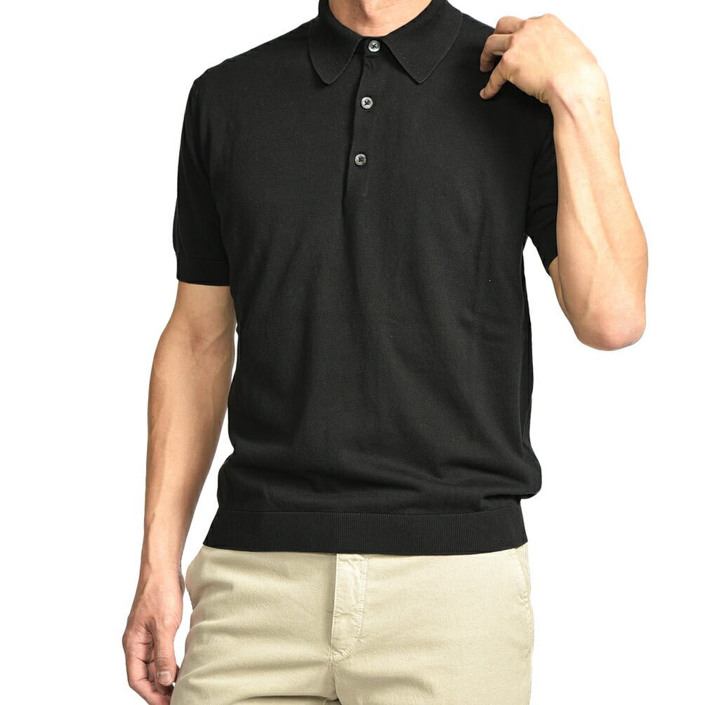 26SS CIRCOLO 1901 コットン100% 半袖ニットポロシャツ ブラック(nero) XS | GUARDAROBA MILANO OFFICIAL STORE