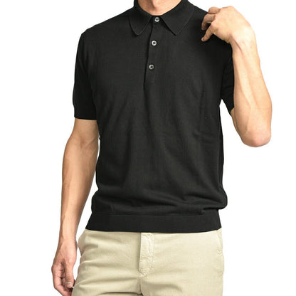 26SS CIRCOLO 1901 コットン100% 半袖ニットポロシャツ ブラック(nero) XS | GUARDAROBA MILANO OFFICIAL STORE