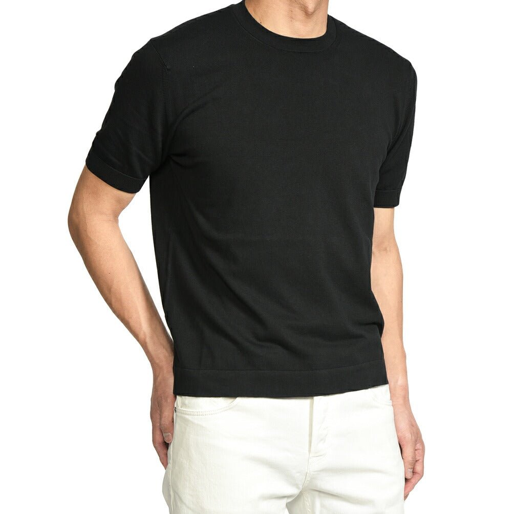26SS CIRCOLO 1901 コットン100% 半袖ニットTシャツ ブラック XS | GUARDAROBA MILANO OFFICIAL STORE