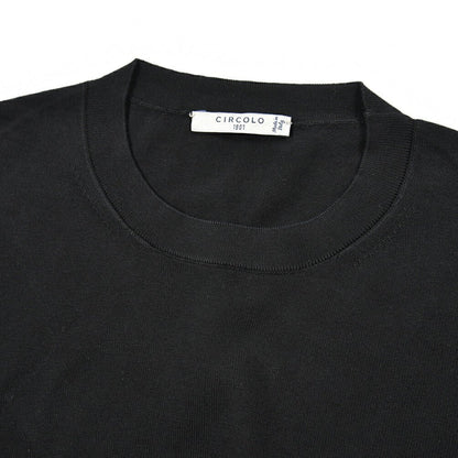 26SS CIRCOLO 1901 コットン100% 半袖ニットTシャツ ブラック XS | GUARDAROBA MILANO OFFICIAL STORE