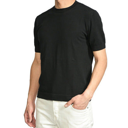 26SS CIRCOLO 1901 コットン100% 半袖ニットTシャツ ブラック XS | GUARDAROBA MILANO OFFICIAL STORE