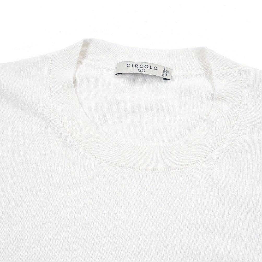 26SS CIRCOLO 1901 コットン100% 半袖ニットTシャツ ホワイト XS | GUARDAROBA MILANO OFFICIAL STORE
