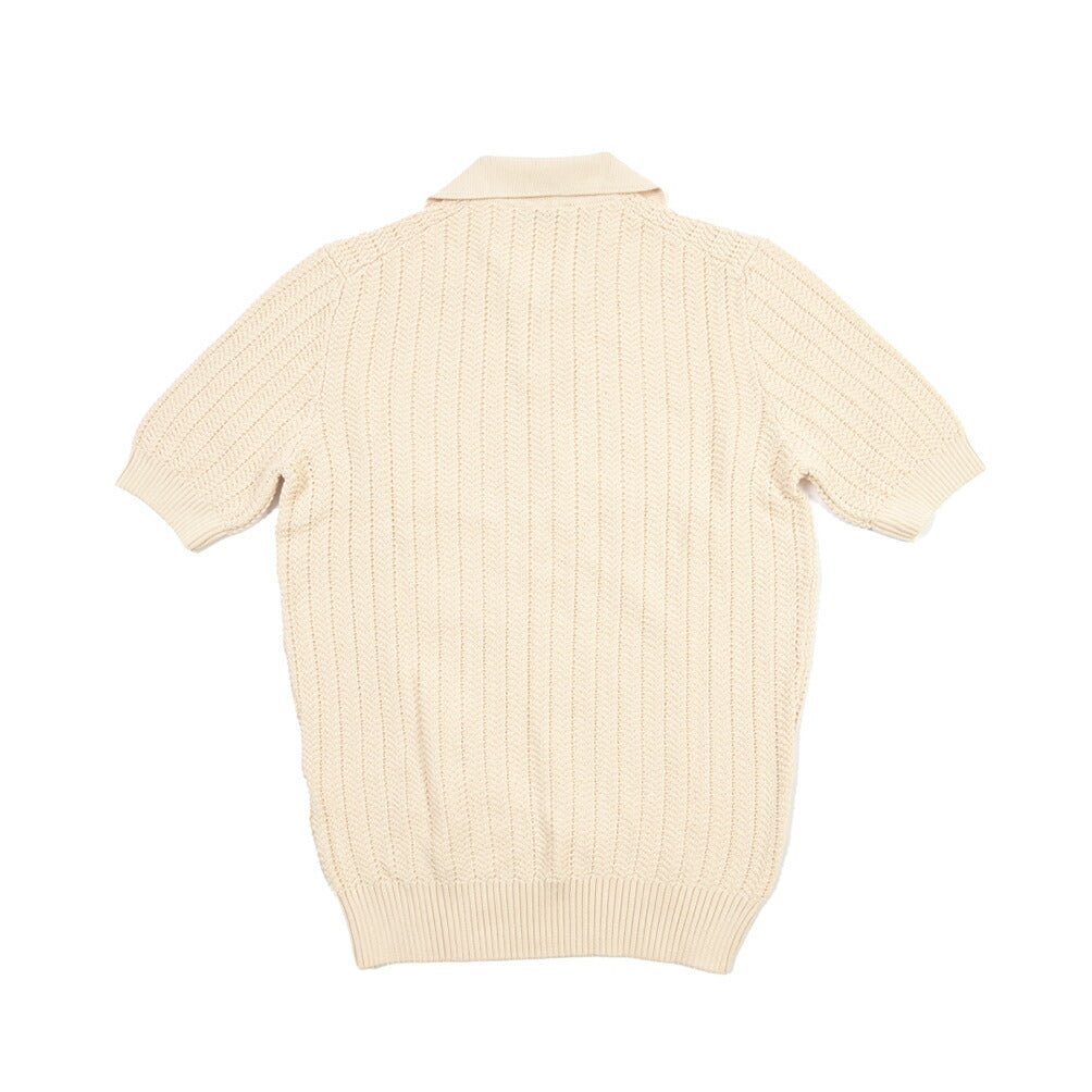 26SS GRAN SASSO コットン100% スキッパーカラーニットポロシャツ オフホワイト 48 | GUARDAROBA MILANO OFFICIAL STORE