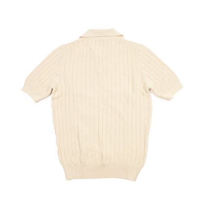 26SS GRAN SASSO コットン100% スキッパーカラーニットポロシャツ オフホワイト 48 | GUARDAROBA MILANO OFFICIAL STORE