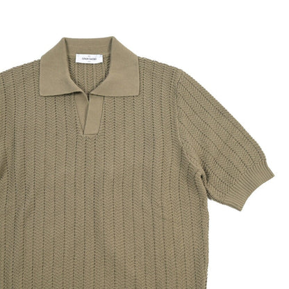 26SS GRAN SASSO コットン100% スキッパーカラーニットポロシャツ グリーン 48 | GUARDAROBA MILANO OFFICIAL STORE