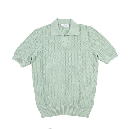26SS GRAN SASSO コットン100% スキッパーカラーニットポロシャツ ライトグリーン 48 | GUARDAROBA MILANO OFFICIAL STORE