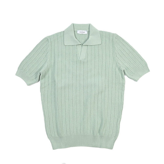 26SS GRAN SASSO コットン100% スキッパーカラーニットポロシャツ ライトグリーン 48 | GUARDAROBA MILANO OFFICIAL STORE