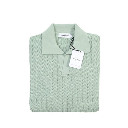 26SS GRAN SASSO コットン100% スキッパーカラーニットポロシャツ ライトグリーン 48 | GUARDAROBA MILANO OFFICIAL STORE