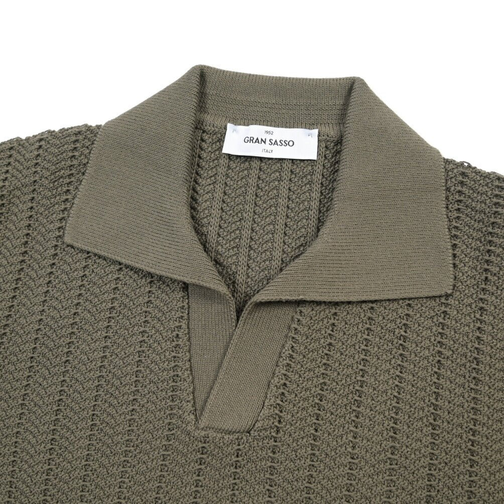 CLEARANCE SALE｜GRAN SASSO コットン100% スキッパーカラーニット