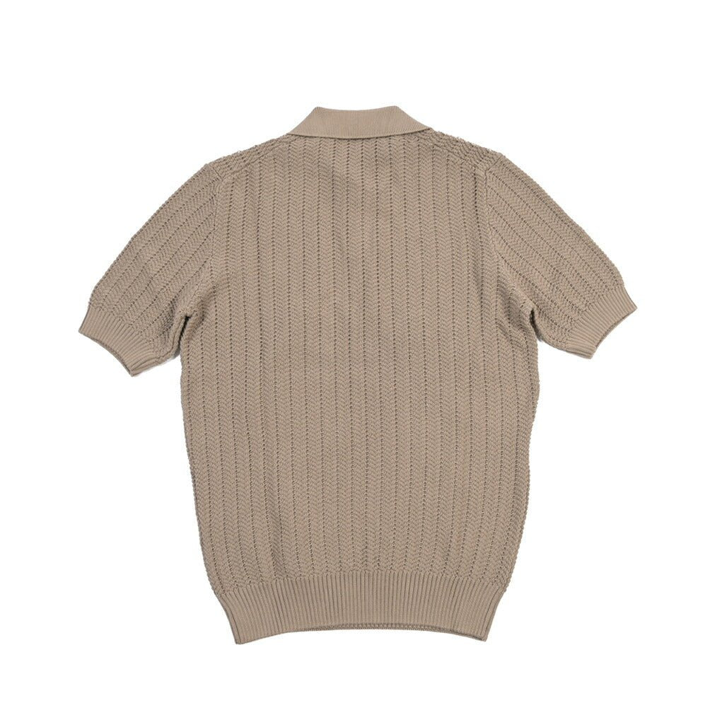 26SS GRAN SASSO コットン100% スキッパーカラーニットポロシャツ グレージュ 48 | GUARDAROBA MILANO OFFICIAL STORE