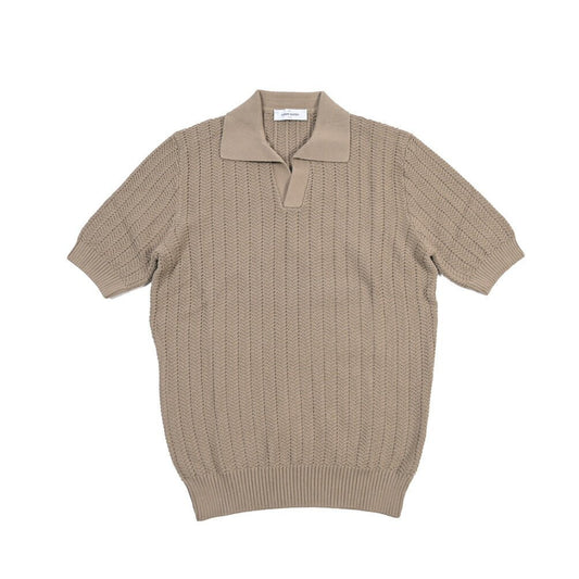 26SS GRAN SASSO コットン100% スキッパーカラーニットポロシャツ グレージュ 48 | GUARDAROBA MILANO OFFICIAL STORE
