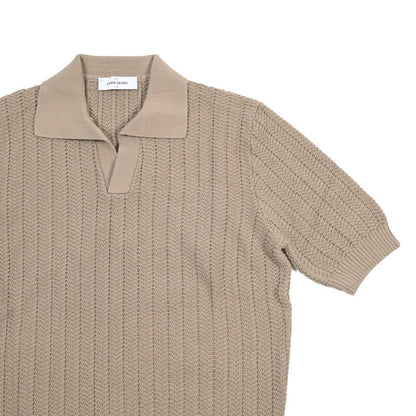 26SS GRAN SASSO コットン100% スキッパーカラーニットポロシャツ グレージュ 48 | GUARDAROBA MILANO OFFICIAL STORE
