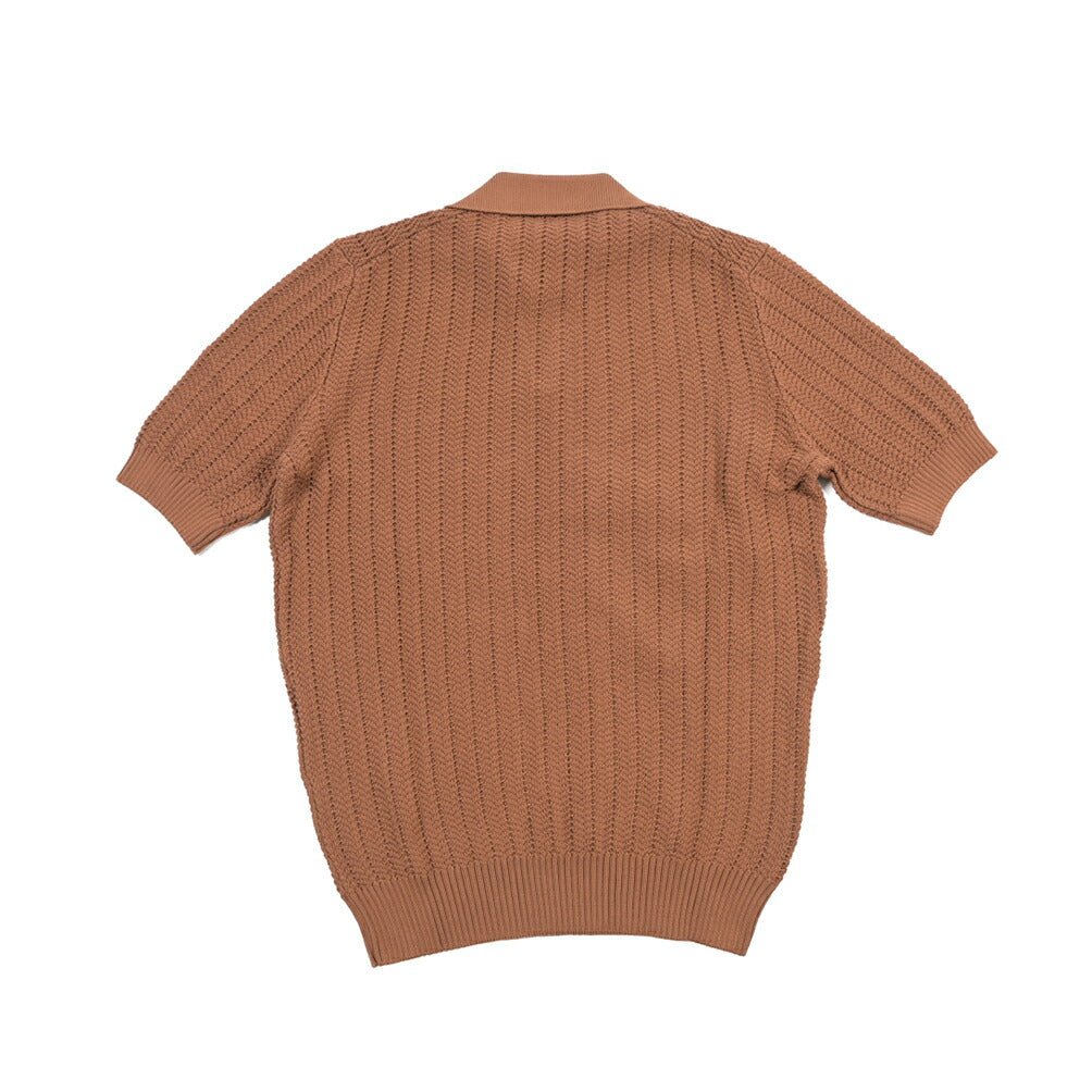 26SS GRAN SASSO コットン100% スキッパーカラーニットポロシャツ ブラウン 48 | GUARDAROBA MILANO OFFICIAL STORE