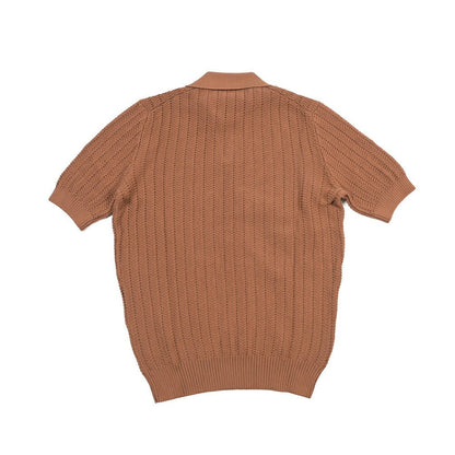 26SS GRAN SASSO コットン100% スキッパーカラーニットポロシャツ ブラウン 48 | GUARDAROBA MILANO OFFICIAL STORE