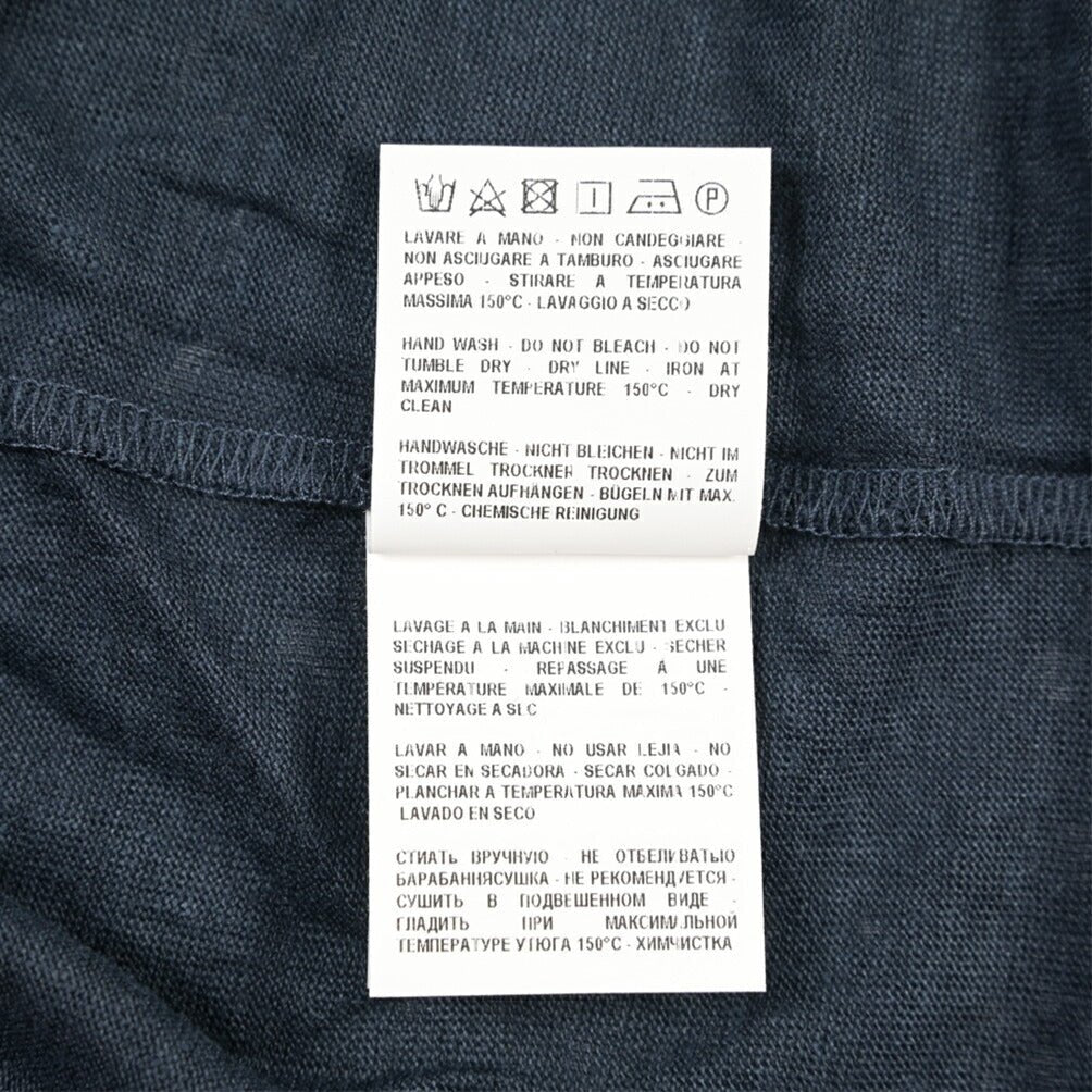 26SS GRAN SASSO リネン100% 半袖ニットスキッパーポロシャツ ダークネイビー 46 | GUARDAROBA MILANO OFFICIAL STORE