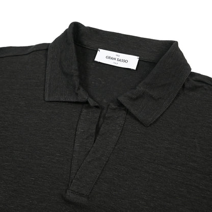26SS GRAN SASSO リネン100% 半袖ニットスキッパーポロシャツ ブラック 46 | GUARDAROBA MILANO OFFICIAL STORE