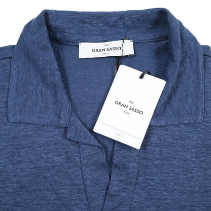 26SS GRAN SASSO リネン100% 半袖ニットスキッパーポロシャツ ネイビー 46 | GUARDAROBA MILANO OFFICIAL STORE