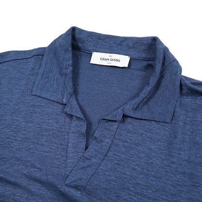 26SS GRAN SASSO リネン100% 半袖ニットスキッパーポロシャツ ネイビー 46 | GUARDAROBA MILANO OFFICIAL STORE