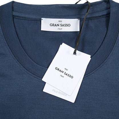 26SS GRAN SASSO マーセライズコットン100% クルーネック半袖Tシャツ / FILO SCOZIA ネイビー 46 | GUARDAROBA MILANO OFFICIAL STORE