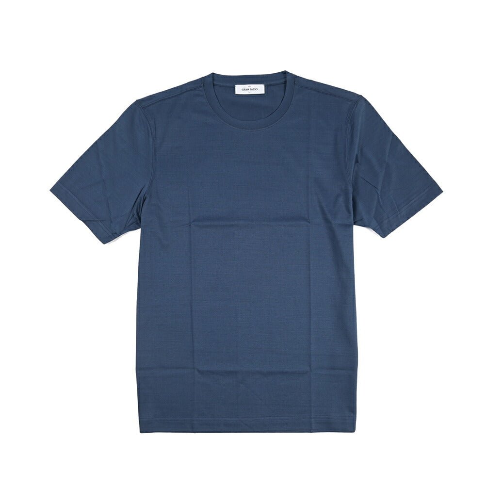 26SS GRAN SASSO マーセライズコットン100% クルーネック半袖Tシャツ / FILO SCOZIA ネイビー 46 | GUARDAROBA MILANO OFFICIAL STORE