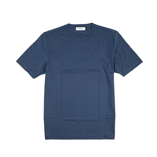 26SS GRAN SASSO マーセライズコットン100% クルーネック半袖Tシャツ / FILO SCOZIA ネイビー 46 | GUARDAROBA MILANO OFFICIAL STORE