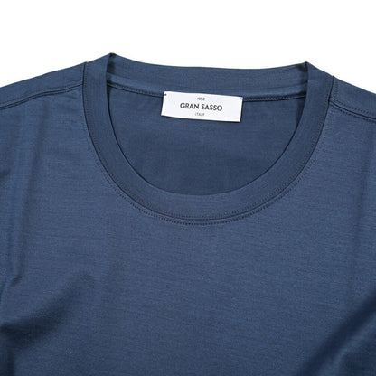 26SS GRAN SASSO マーセライズコットン100% クルーネック半袖Tシャツ / FILO SCOZIA ネイビー 46 | GUARDAROBA MILANO OFFICIAL STORE