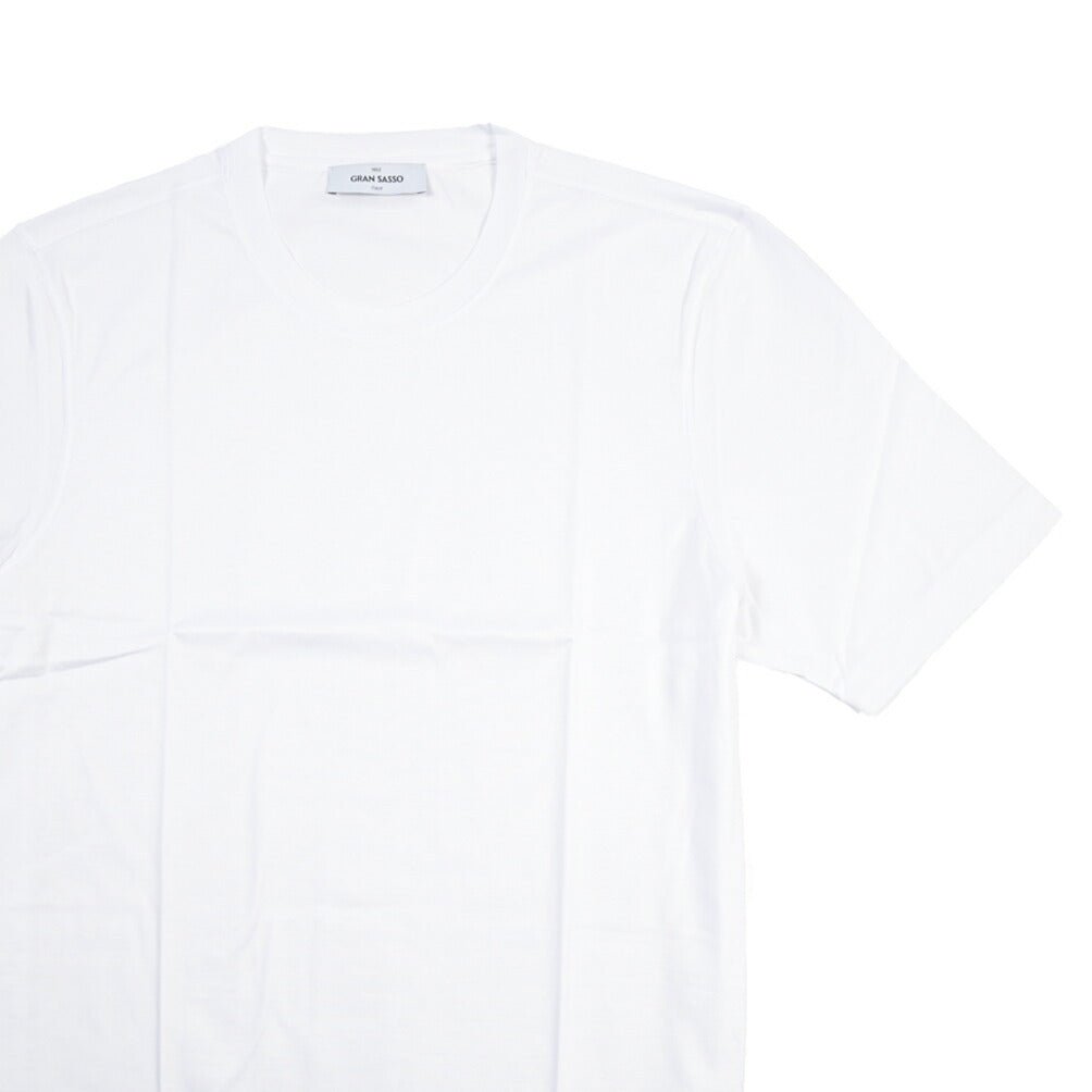 26SS GRAN SASSO マーセライズコットン100% クルーネック半袖Tシャツ / FILO SCOZIA ホワイト 46 | GUARDAROBA MILANO OFFICIAL STORE