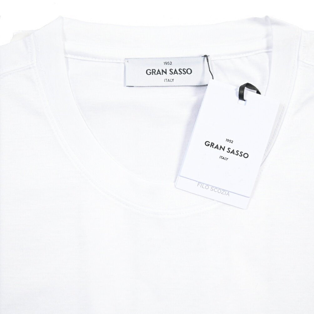 26SS GRAN SASSO マーセライズコットン100% クルーネック半袖Tシャツ / FILO SCOZIA ホワイト 46 | GUARDAROBA MILANO OFFICIAL STORE