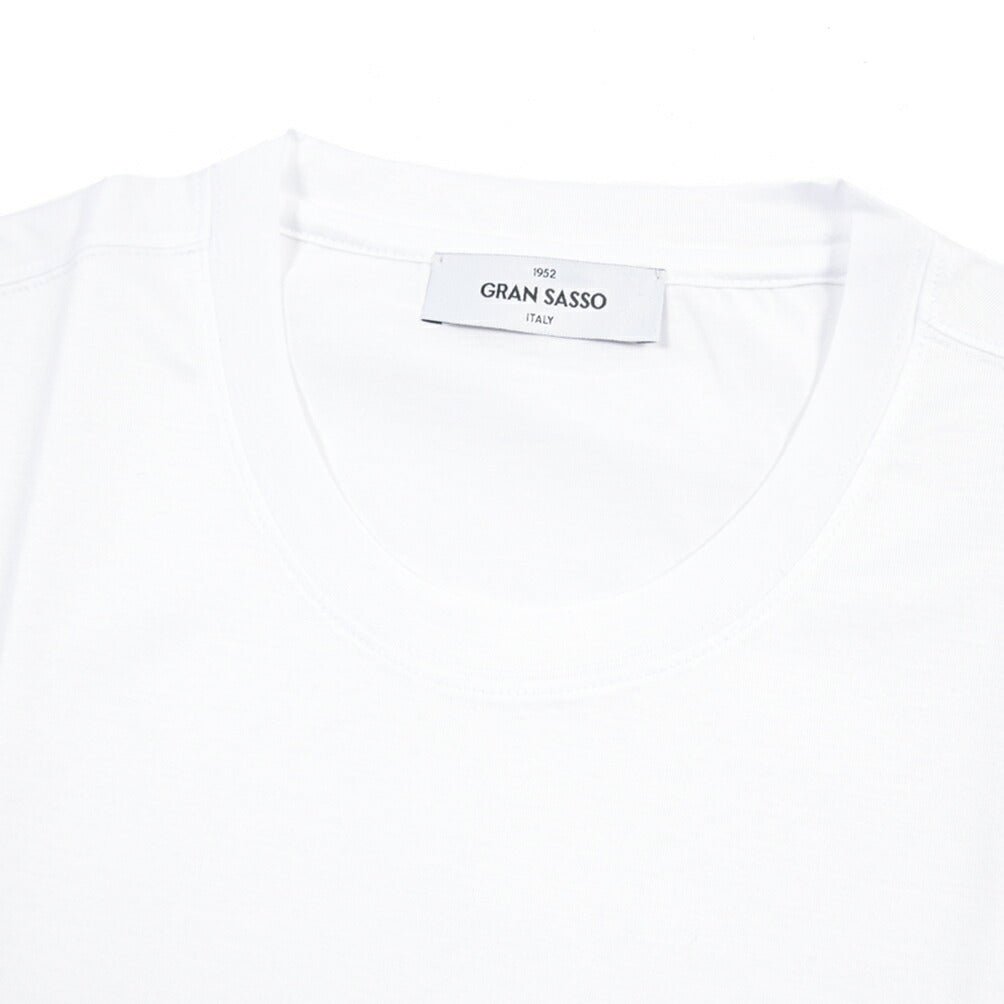 26SS GRAN SASSO マーセライズコットン100% クルーネック半袖Tシャツ / FILO SCOZIA ホワイト 46 | GUARDAROBA MILANO OFFICIAL STORE
