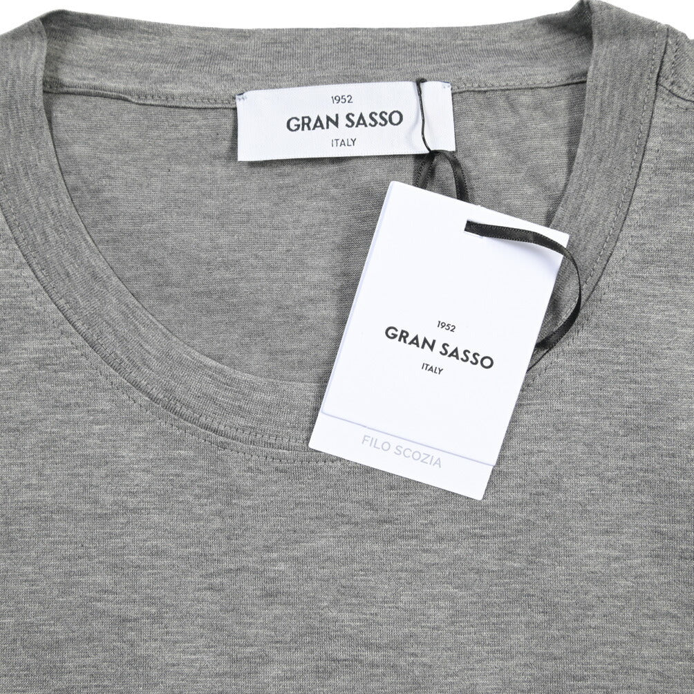 26SS GRAN SASSO マーセライズコットン100% クルーネック半袖Tシャツ / FILO SCOZIA グレー 46 | GUARDAROBA MILANO OFFICIAL STORE