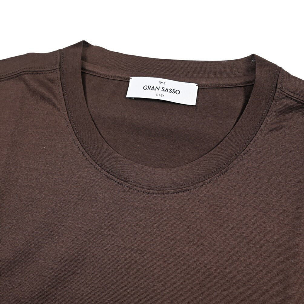 26SS GRAN SASSO マーセライズコットン100% クルーネック半袖Tシャツ / FILO SCOZIA ブラウン 48 | GUARDAROBA MILANO OFFICIAL STORE