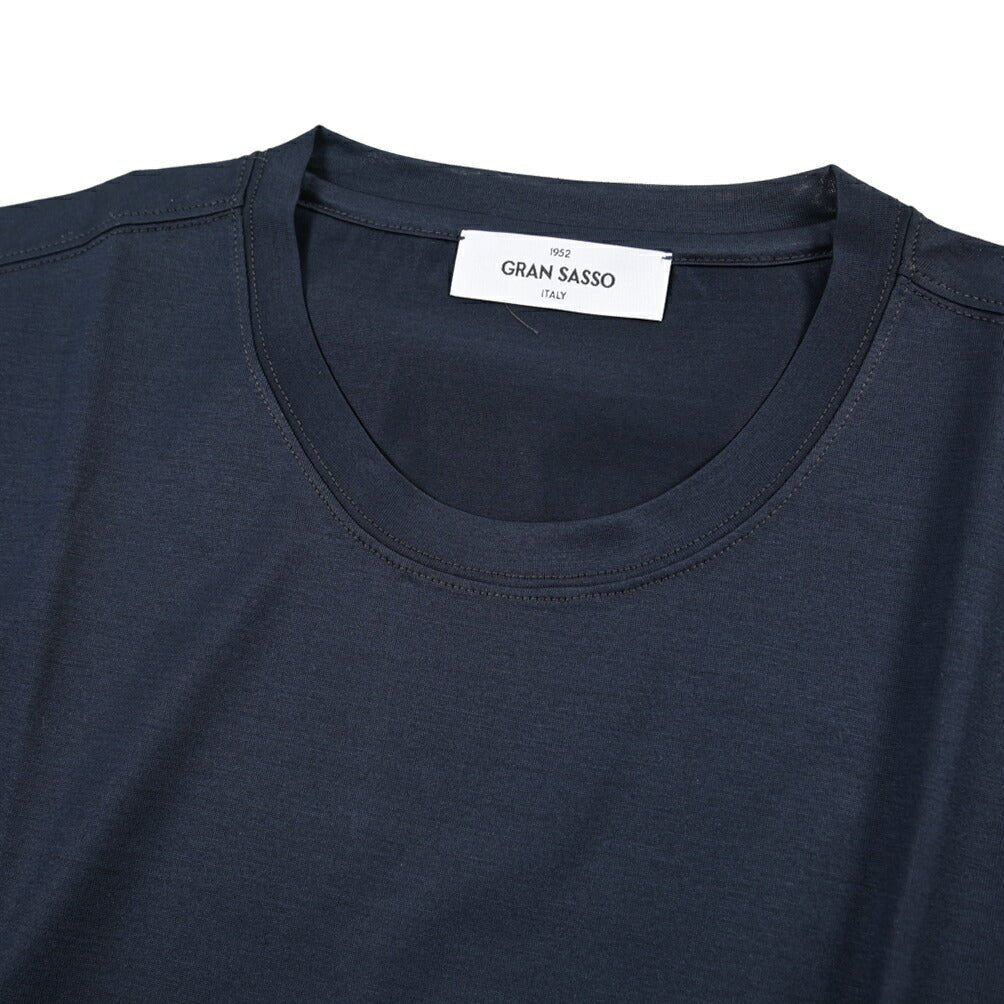 26SS GRAN SASSO マーセライズコットン100% クルーネック半袖Tシャツ / FILO SCOZIA ダークネイビー 46 | GUARDAROBA MILANO OFFICIAL STORE