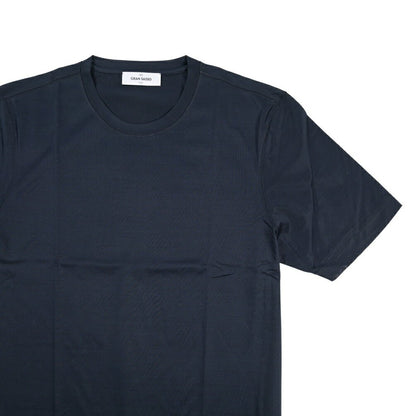 26SS GRAN SASSO マーセライズコットン100% クルーネック半袖Tシャツ / FILO SCOZIA ダークネイビー 46 | GUARDAROBA MILANO OFFICIAL STORE