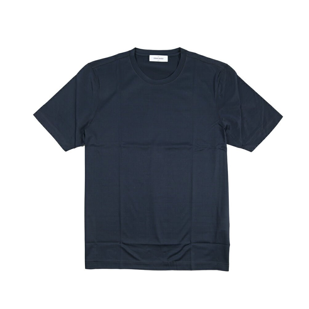 26SS GRAN SASSO マーセライズコットン100% クルーネック半袖Tシャツ / FILO SCOZIA ダークネイビー 46 | GUARDAROBA MILANO OFFICIAL STORE