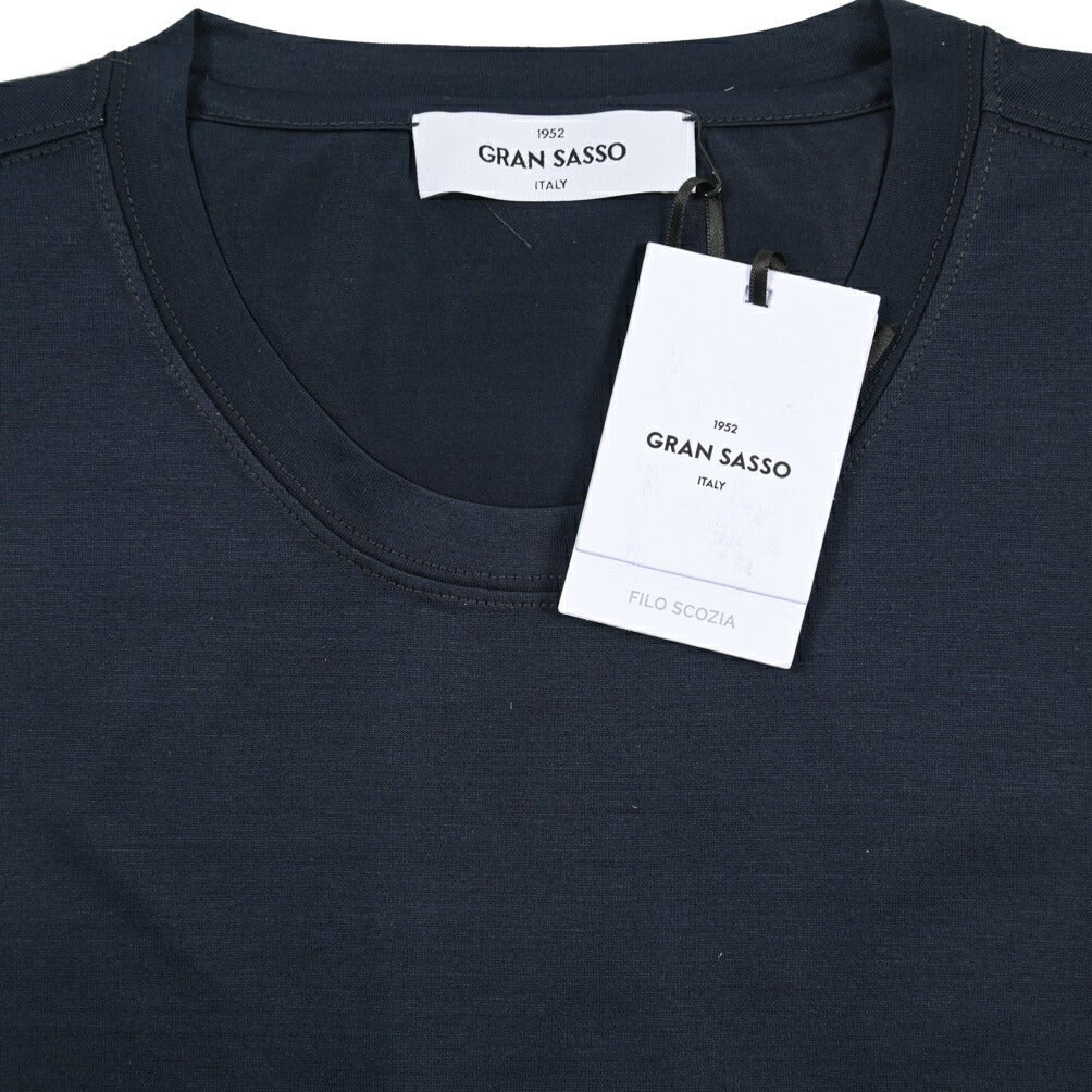 26SS GRAN SASSO マーセライズコットン100% クルーネック半袖Tシャツ / FILO SCOZIA ダークネイビー 46 | GUARDAROBA MILANO OFFICIAL STORE