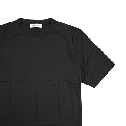 26SS GRAN SASSO マーセライズコットン100% クルーネック半袖Tシャツ / FILO SCOZIA ブラック 46 | GUARDAROBA MILANO OFFICIAL STORE