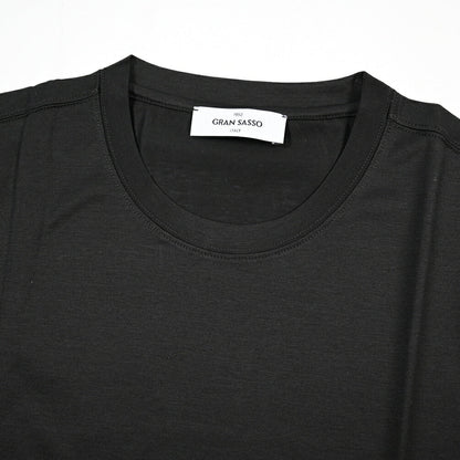 26SS GRAN SASSO マーセライズコットン100% クルーネック半袖Tシャツ / FILO SCOZIA ブラック 46 | GUARDAROBA MILANO OFFICIAL STORE