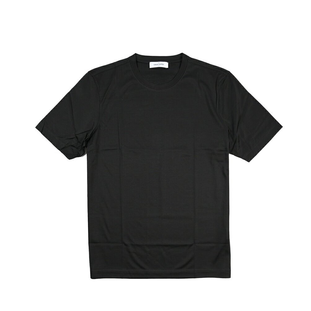 26SS GRAN SASSO マーセライズコットン100% クルーネック半袖Tシャツ / FILO SCOZIA ブラック 46 | GUARDAROBA MILANO OFFICIAL STORE