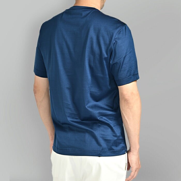 26SS GRAN SASSO マーセライズコットン100% クルーネック半袖Tシャツ / FILO SCOZIA ネイビー 46 | GUARDAROBA MILANO OFFICIAL STORE