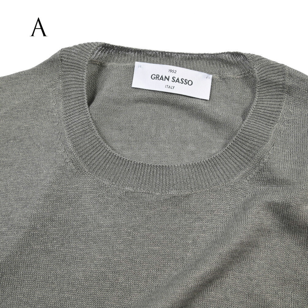 26SS GRAN SASSO リネン100% サマーニットTシャツ A.グレー 48 | GUARDAROBA MILANO OFFICIAL STORE